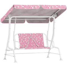 AIYAPLAY Gugalnica za otroke na prostem za 2 osebi z nastavljivo streho in varnostnimi pasovi, gugalnica za vrt in notranjo uporabo iz jekla in oxforda, maks 60 KG, 112x75x120 cm, roza bela