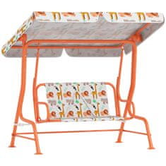 AIYAPLAY Dondolo per bambini da esterno a 2 posti con tettuccio regolabile e cinture di sicurezza, altalena dondolo da giardino e interno in acciaio e oxford, max 60 kg, 112x75x120 cm, arancione