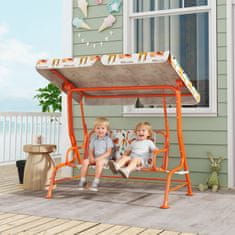 AIYAPLAY Dondolo per bambini da esterno a 2 posti con tettuccio regolabile e cinture di sicurezza, altalena dondolo da giardino e interno in acciaio e oxford, max 60 kg, 112x75x120 cm, arancione