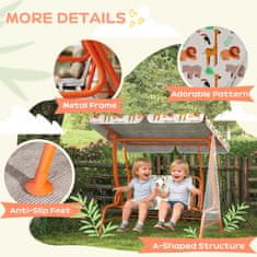 AIYAPLAY Dondolo per bambini da esterno a 2 posti con tettuccio regolabile e cinture di sicurezza, altalena dondolo da giardino e interno in acciaio e oxford, max 60 kg, 112x75x120 cm, arancione