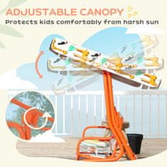 AIYAPLAY Dondolo per bambini da esterno a 2 posti con tettuccio regolabile e cinture di sicurezza, altalena dondolo da giardino e interno in acciaio e oxford, max 60 kg, 112x75x120 cm, arancione