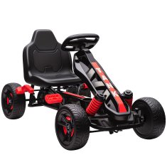 AIYAPLAY Go kart na pedali za otroke 3-6 let, 50 kg nosilnost, vozilo na pedali za otroke z menjalnikom, naprej, vzvratno, držalo za kozarce in kolesa iz EVA protizdrsna, rdeča