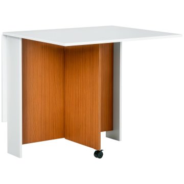 HOMCOM Raztegljiva jedilna miza, sodoben dizajn, prostorsko varčna zložljiva miza s kolesi 120 × 80 × 73cm