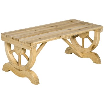OUTSUNNY Vrtna klop za 2 osebi z dizajnom na kolesih, zunanja klop z letvicami iz smrekovega lesa, klop za teraso, patio in dvorišče, 98x50x39.5 cm, barva lesa