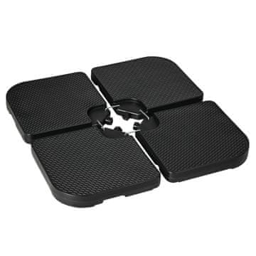 OUTSUNNY Podstavek za dežnik za vrt zlagljiv iz plastike, podstavek za dežnik z ročajem za križno oporo, napolnljiv z 60 kg vode ali 80 kg peska, 100x100x8 cm, črn