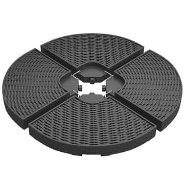 OUTSUNNY Podstavek za senčnik z ročico, 4-Delni, iz HDPE, polnjen z vodo in peskom, Ø100x8 cm, črn