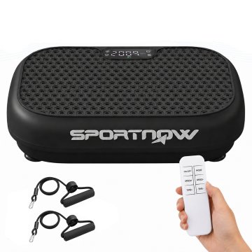 SPORTNOW Vibrantna plošča s 120 hitrostnimi stopnjami, 5 programi in LED zaslonom, tiha vibracijska plošča z upornimi trakovi za kurjenje maščob in drenažo limfnega sistema, črna