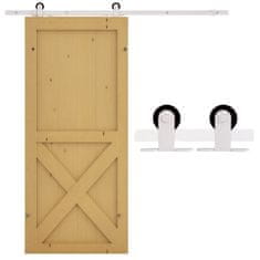 HOMCOM 183Cm/6FT komplet za drsna vrata nosilnost 100Kg, tir za drsna vrata s kolesci in okovjem vključenim, bel