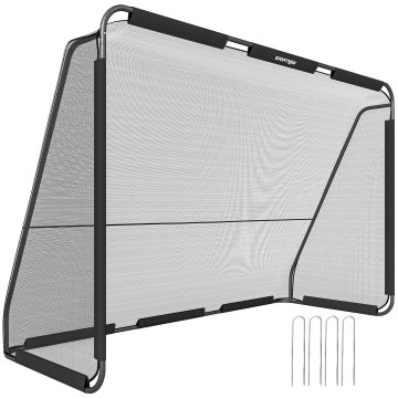 SPORTNOW Nogometni gol, 300x200 cm nogometni gol z mrežo odporno na trganje, klinčki, stabilen kovinski okvir, enostavna montaža, za trening vrt plažo notranjo in zunanjo uporabo, črna