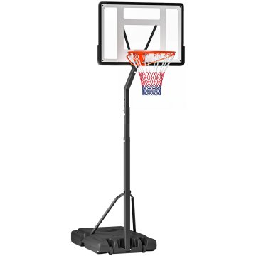HOMCOM Koš za košarko za odrasle z nastavljivo višino 302-352cm, jeklena konstrukcija, PE in PVC, črn