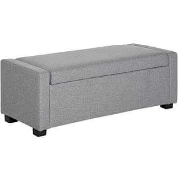 HOMCOM Skrinja s klopjo, obložena klop s predalom, klop za posteljo, moderen dizajn, plastika, siva tkanina, večnamensko, 120x50x44cm, siva