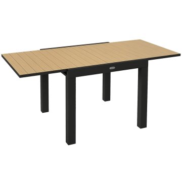 OUTSUNNY Raztegljiva vrtna miza iz aluminija za 4-6 oseb, 81/162x80 cm raztegljiva jedilna miza za zunanjo uporabo s površino z letvicami, za patio, teraso, balkon, rumena
