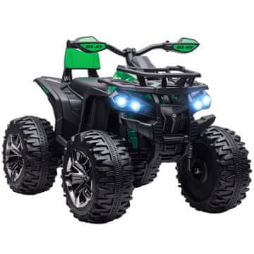 HOMCOM 12V električni quad za otroke 3-5 let 3-8km/h, avto električno za otroke z dvojnimi motorji, široka kolesa, baterija 10AH, glasba, MP3, USB, TF kartica, žarometi in pedal, 100x65x73 cm, zelena