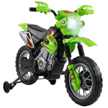 HOMCOM Električni motor za otroke 3 leta in več, električni kros motor s kolesci, baterija 6V hitrost 2.5km/h, 102 x 58 x 66cm, zelena