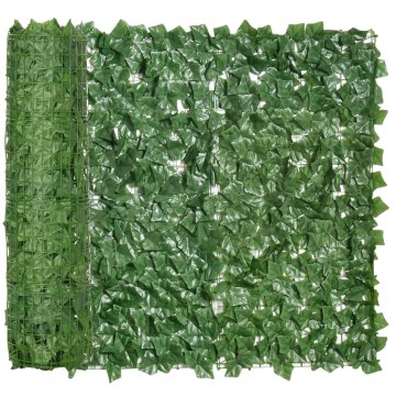 OUTSUNNY Rola umetne žive meje za balkon in vrt v PE anti-uv, umetna živa meja z temno zelenimi listi 300x100cm