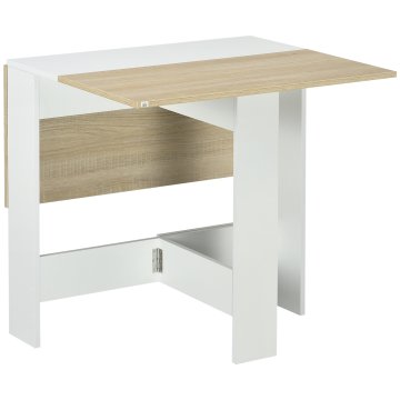 HOMCOM Raztegljiva jedilna miza, zložljiva miza iz lesa 103×76×73.5cm beli hrast