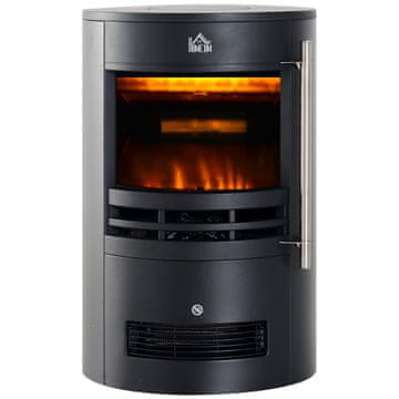 HOMCOM Električni talni kamin 900W/2000W z učinkom plamena, električni kaminček z nastavljivo temperaturo in zaščita pred pregrevanjem, 41x41x64.5cm, črn