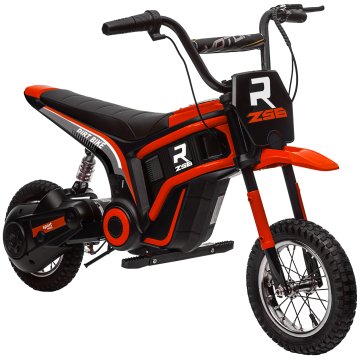 HOMCOM 24V električni motor za otroke 8-12 let z ročnim pospeševalnikom, mini električni kros motor za otroke z vzmetenjem, lučmi in zvoki, 2 hitrosti 8-16km/h in kolesa 30.5cm, rdeča