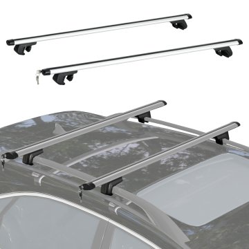 HOMCOM Aluminijaste prečke za prtljago za avto, prečke za prtljago za avto z zaklepom in varnostnimi ključi, razdalje do 107 cm, nosilnost 75 kg, za SUV, limuzine in kombije, srebrna