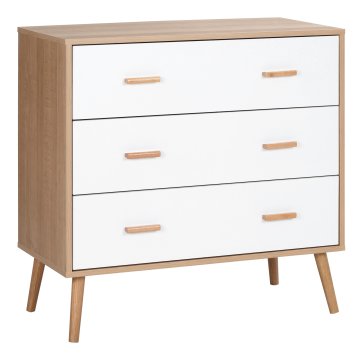 HOMCOM Predalnik 3 predali dvignjen za dnevno sobo in spalnico, sodoben lesen predalnik, 80x39x80 cm, bela in lesna barva