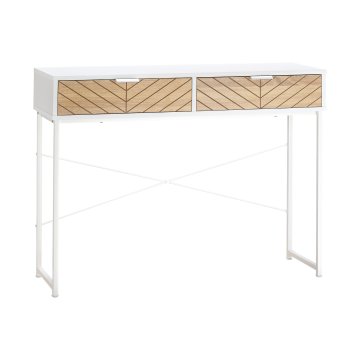 HOMCOM Moderna konzola z 2 predaloma, kovinska miza za vhod s križno strukturo, mizica za dnevno sobo, 100x30x75cm, bela
