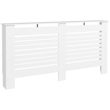 HOMCOM Pokrov za radiator z letvami in polico za shranjevanje, moderni pokrov za radiator z zaščito pred prevračanjem, pokrov radiatorja iz MDF za dnevno sobo, hodnik, pisarno, 152x19x81 cm, bela