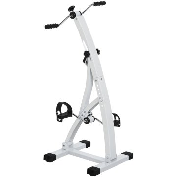 HOMCOM Pedalni stroj za roke in noge za kavč ali naslanjač z LED zaslonom, nastavljiva višina in intenzivnost, bela, 40x42.5x100cm