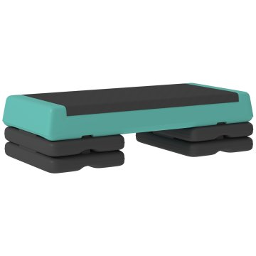 SPORTNOW Stepper fitness nastavljiv na 3 stopnjah 10.5/15.5/20.5 cm, stepper za doma in telovadnico protizdrsen nosilnost 250 kg, zelena