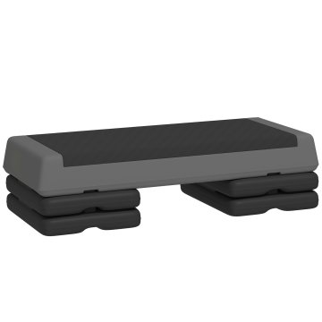 SPORTNOW Stepper fitness prilagodljiv na 3 stopnjah 10.5/15.5/20.5 cm, stepper za dom in telovadnico protizdrsen nosilnost 250 kg, siv