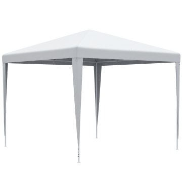 OUTSUNNY Vrtni gazebo 2.7x2.7 m s količki in vrvmi, zunanji gazebo iz jekla in PE, za vrt, zabave, kampiranje, bela