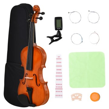 HOMCOM Violina 4/4 za odrasle z vključenimi dodatki (etui, lok, strune, mostiček, uglaševalnik) 58.5 x 21.5 x 7cm