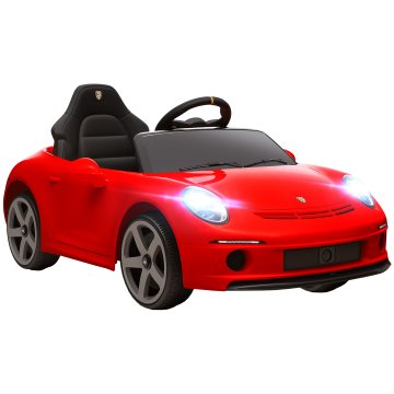 AIYAPLAY Macchina elettrica per bambini con licenza ufficiale RUF GT, auto elettrica per bambini 3-5 anni con telecomando, avvio lento, cintura di sicurezza, luci, musica e USB, rosso