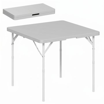 OUTSUNNY Zložljiva kampirna miza z 2 nastavljivima višinama, prenosna vrtna mizica iz HDPE in kovine, 86x86x74 cm, temno siva