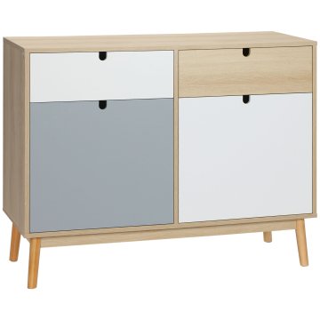 HOMCOM Večnamenska nordijska omara, omarica z dvema vratoma in predali za kuhinjo in vhod, 100x40x79.5cm, večbarvna