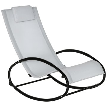 OUTSUNNY Vrtni gugalni stol nične gravitacije, ergonomski vrtni ležalnik z blazino in zračnim blagom za notranjo in zunanjo uporabo, 105x62x88 cm, siva