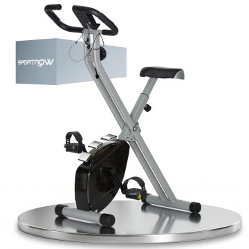 SPORTNOW Cyclette magnetica pieghevole da casa con resistenza a 8 livelli, display LCD e battito cardiaco, rotelle, sellino regolabile e supporto integrato, in acciaio, nero e grigio