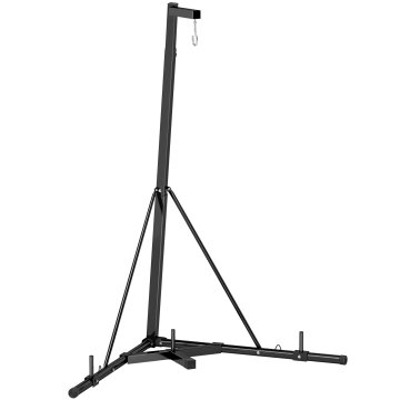 SPORTNOW Podpora za boksarsko vrečo nastavljiva po višini in samostoječa, nosilec s trikotno podnožjo in nosilec za uteži, maks. 60 kg, 170x90x182-225 cm, črna