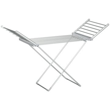 HOMCOM Električni grelni sušilnik s krili, zložljiv prostorsko varčen sušilnik za perilo iz aluminijeve zlitine, 144x53x91cm, srebrna