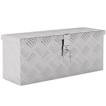 HOMCOM Škatla za orodje 2 kg z zapiranjem na ključ, kovček za orodje iz aluminijaste pločevine, 50x15.5x20.5 cm, srebrn