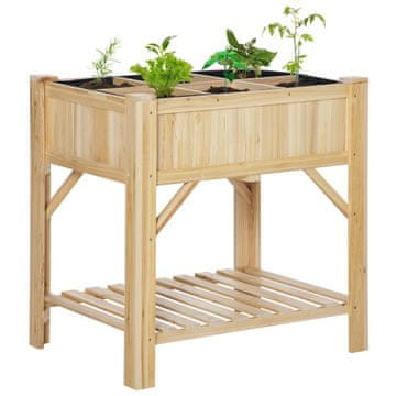 OUTSUNNY Dvignjena gredica s 6 prekati, zunanji cvetlični lonček za rastline iz smrekovega lesa, 78.5x58x81cm