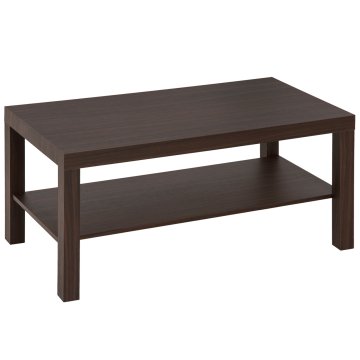 HOMCOM Pravokotna klasična mizica za dnevno sobo z široko leseno polico za shranjevanje, moderna kavna mizica za divan za dnevno sobo in pisarno, 90x45x44.5 cm, oreh