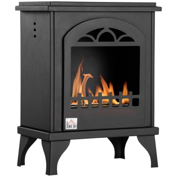 HOMCOM Kamin na bioetanol iz kovine z 3 urami gorenja z rezervoarjem 0.9L in pokritostjo 25m², 41x25x54cm, črn