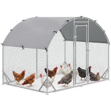PAWHUT Kurnik za kokoši na prostem, 2.8x1.9x2M 5.3 M² ograja za kokoši iz pocinkanega jekla z nepremočljivo streho anti-uv in ključavnico, kletka za 4-6 piščancev, male živali, zajce in race