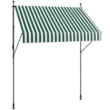 OUTSUNNY Senčnik 2x1, 2 m z zložljivo ročico, zunanji senčnik z ročico v aluminiju in poliestrski tkanini 180g/m², za vrt, balkon in teraso, zelena in bela