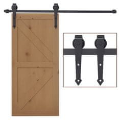 HOMCOM 200 Cm/6.6 ft komplet za drsna vrata 2 m iz ogljikovega jekla, tir za enojna drsna vrata s kolesi rustični slog, rjava