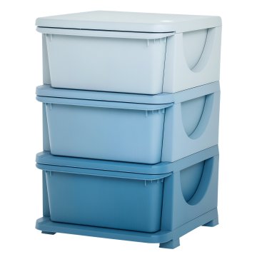 HOMCOM Predalnik s 6 predali za otroke 3-6 let z zaobljenimi robovi, omara za igrače iz PP, 37x37x56.5cm, modra
