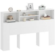 HOMCOM Samostoječe vzglavje postelje 160 cm z oddelki, moderno vzglavje za zakonsko posteljo s 4 odprtimi prostori, 160x20, 2x108, 2 cm, bela
