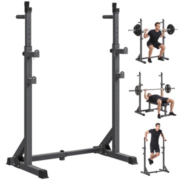 SPORTNOW Podpora za palico z nastavljivo višino in širino, stojalo za palico iz jekla in EVA, stojalo za telovadnico, maksimalna obremenitev 150kg, 60-87x65x121-158cm, črna