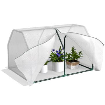 OUTSUNNY Mini vrtni in balkonski rastlinjak iz plastike PE in jekla z zadrgo, 99x71x60 cm, bela prozorna