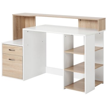 HOMCOM – Moderna pisalna miza za računalnik s policami iz MDF lesa 137 x 55 x 92cm